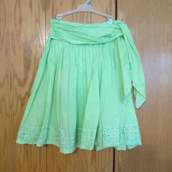 GEORGE WOMEN'S SIZE 10 SKIRT LIME GREEN W/ TURQUOISE EMBROIDERY FEMININE NWT - Picture 5 of 11